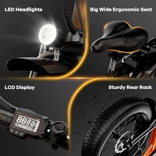 1000W Folding Electric Bike  48V 20 8AH Large Removable Battery E Bike  30 MPH  80 Miles Max Range  20 Fat Tire Electric Bike for Adults  Adult Electric Bicycles for Commute
