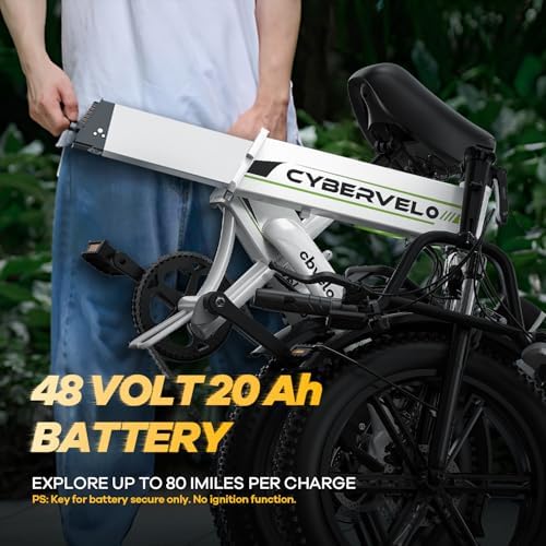 1000W Folding Electric Bike 48V 20AH Removable Battery EBike 30 MPH 80 Miles Max Range Electric Bike for Adults  20 Fat TireFoldable ebike  Adult Electric Bicycles