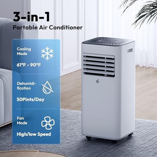 10 000 BTU Portable Air Conditioners  Portable AC With Remote for Room to 450 sq ft 3 in 1 Air Conditioner With Dehumidification/Air Circulation/Timer And Window Kit