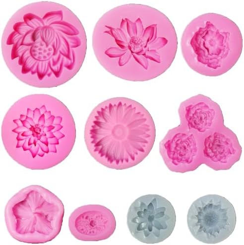 10pcs Flowers Silicone Molds   Sunflower & Rose Soap  Baking & Chocolate Moulds for Polymer Clay & Candy Making