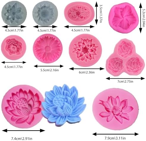 10pcs Flowers Silicone Molds   Sunflower & Rose Soap  Baking & Chocolate Moulds for Polymer Clay & Candy Making