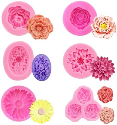 10pcs Flowers Silicone Molds   Sunflower & Rose Soap  Baking & Chocolate Moulds for Polymer Clay & Candy Making