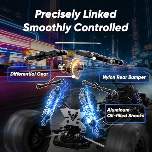1/14 Brushless RC Cars Fast 50 mph 4WD Waterproof All Terrain Truck with 2 Lipo Batteries and 25W Fast Charger 4x4 Hobby MTR RC Truck with 3S Battery