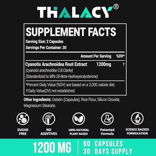 1200MG Beta Ecdysterone Supplement  98  Maximum Purity Ecdysterone Supplements for Lean Muscle Mass  Athletic Performance & Strength  120 Capsules