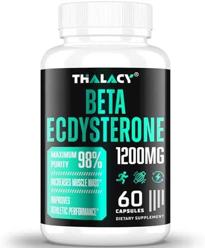 1200MG Beta Ecdysterone Supplement  98  Maximum Purity Ecdysterone Supplements for Lean Muscle Mass  Athletic Performance & Strength  120 Capsules