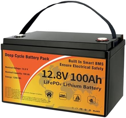 12V 100Ah LiFePO4 Lithium Battery  15000  Deep Cycles & 10 Year Lifespan Lithium Iron Phosphate Battery  Low Temp Protection & Built in BMS Rechargeable for Solar System  Home Energy  RV  Marine