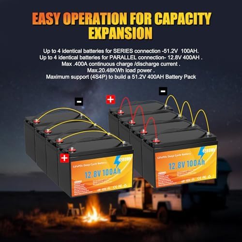 12V 100Ah LiFePO4 Lithium Battery  Group 31 Lithium Iron Phosphate Battery Built in 100A Smart A  Grade BMS 1280Wh Battery 15000  Cycles Deep Low Temp Protection for Solar System  RV  Marine