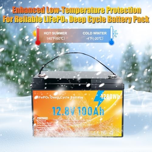 12V 100Ah LiFePO4 Lithium Battery  Group 31 Lithium Iron Phosphate Battery Built in 100A Smart A  Grade BMS 1280Wh Battery 15000  Cycles Deep Low Temp Protection for Solar System  RV  Marine