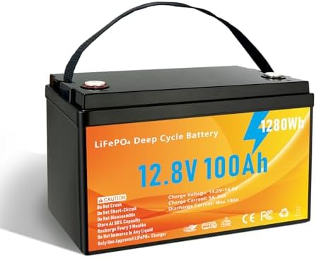 12V 100Ah LiFePO4 Lithium Battery  Group 31 Lithium Iron Phosphate Battery Built in 100A Smart A  Grade BMS 1280Wh Battery 15000  Cycles Deep Low Temp Protection for Solar System  RV  Marine