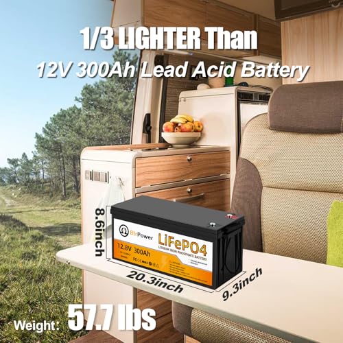 12V 300Ah Lithium LiFePO4 Battery  8000  Deep Cycles Lithium Batteries with 200A BMS  Max 3840Wh Energy  Perfect for Backup Power Home Storage Energy Solar System and Off Grid Applications