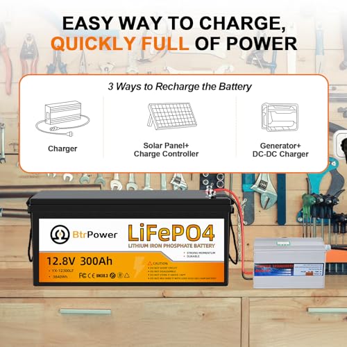12V 300Ah Lithium LiFePO4 Battery  8000  Deep Cycles Lithium Batteries with 200A BMS  Max 3840Wh Energy  Perfect for Backup Power Home Storage Energy Solar System and Off Grid Applications