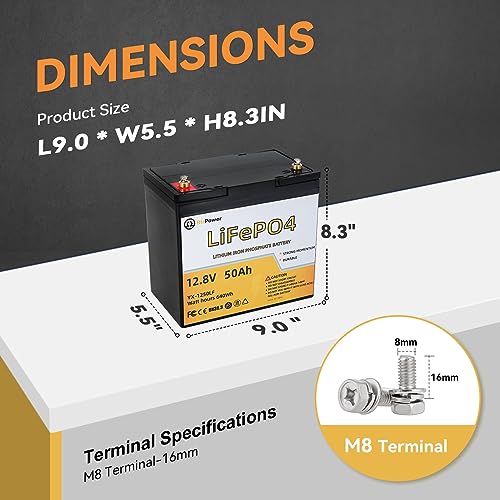 12V 50Ah Trolling Motor Lithium LiFePO4 Battery  5000  Deep Cycles Rechargeable Battery Built in 50A BMS  for 30 50lb Boat Motor Solar  RV  Marine Solar System Off Grid Applications