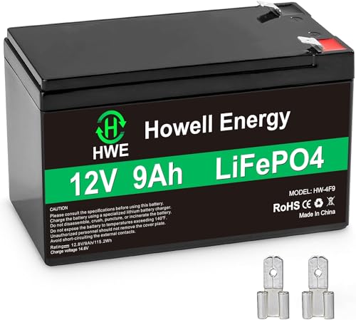 Batería de litio de 12 V 9 Ah, batería recargable LiFePO4 de ciclos profundos más de 4000 ciclos, 15 A, reemplazo BMS para UPS, sistema de alarma, buscador de peces, iluminación, ruedas