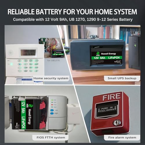 Batería de litio de 12 V 9 Ah, batería recargable LiFePO4 de ciclos profundos más de 4000 ciclos, 15 A, reemplazo BMS para UPS, sistema de alarma, buscador de peces, iluminación, ruedas