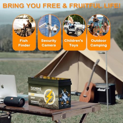 Batería LiFePO4 de litio de 12 V y 9 Ah, batería recargable, hasta 5000+ batería de fosfato de hierro y litio de ciclo profundo BMS integrado de 15 AH, ideal para UPS pequeños, iluminación, energía