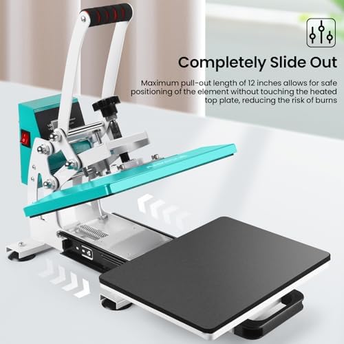 12x10 Inch Heat Press Machine for T Shirts Digital Industrial Sublimation Printer for Heat Transfer Vinyl Intelligent Green Press Machine for HTV Heat Transfer Projects