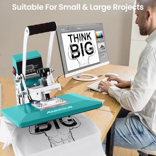 12x10 Inch Heat Press Machine for T Shirts Digital Industrial Sublimation Printer for Heat Transfer Vinyl Intelligent Green Press Machine for HTV Heat Transfer Projects