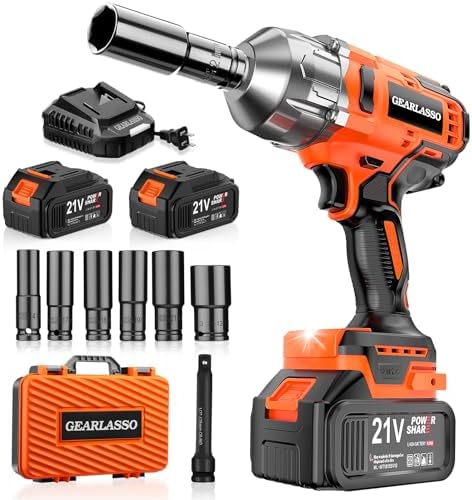 1300N m 960Ft lbs  Cordless Impact Wrench 1/2 Brushless High Torque Impact Wrench with 2x 4 0Ah Batteries  6 Sockets  Charger  Extension Bar for Car  RV  Truck Wheel Lug Nuts