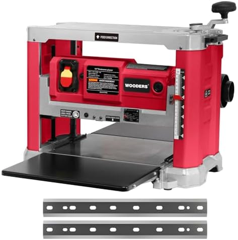 13 inch Benchtop Wood Planer  15Amp  1800W  10000RPM  All Copper Motor  Includes 2 Extra Planer Blades  Dual Blade  Overload Protection  Height Indicator  for Hard & Soft Wood working