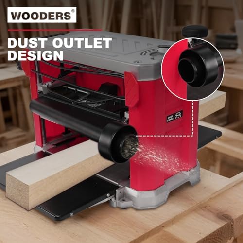13 inch Benchtop Wood Planer  15Amp  1800W  10000RPM  All Copper Motor  Includes 2 Extra Planer Blades  Dual Blade  Overload Protection  Height Indicator  for Hard & Soft Wood working