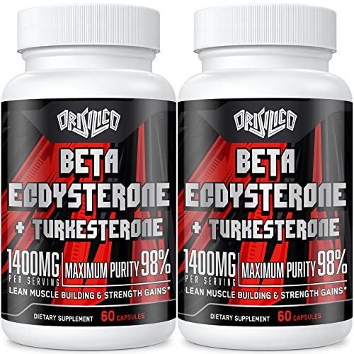 1400mg Beta Ecdysterone and Turkesterone Supplements  Maximized 98  Beta Ecdysterone & 20  Turkesterone Extract for Muscle Mass Strength  Protein Synthesis  120 Capsules