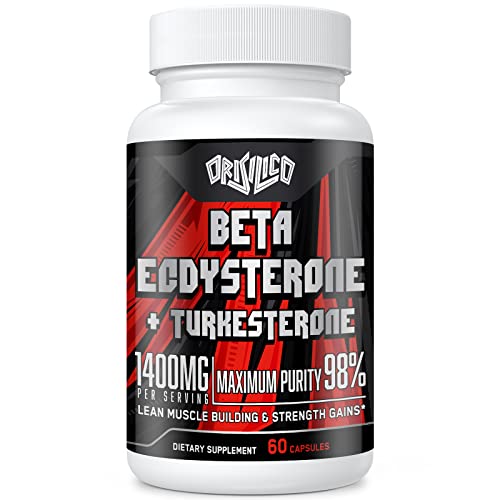 1400mg Beta Ecdysterone and Turkesterone Supplements  Maximized 98  Beta Ecdysterone & 20  Turkesterone Extract for Muscle Mass Strength  Protein Synthesis  60 Capsules