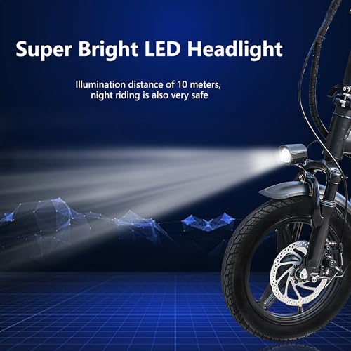 14 Compact Electric Bike  20 MPH  Dual Disc Brake  Portable and Comfort  Foldable E Bike for Adults