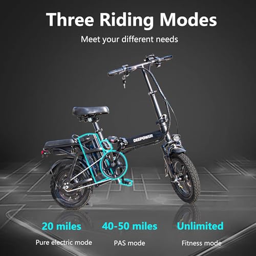 14 Compact Electric Bike  20 MPH  Dual Disc Brake  Portable and Comfort  Foldable E Bike for Adults