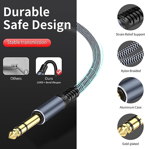 1/4 Male to Female Stereo Headphone Guitar Cable   25ft Quarter Inch Extension