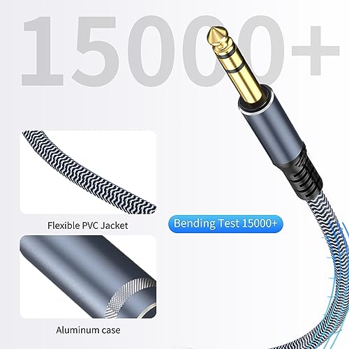 1/4 Male to Female Stereo Headphone Guitar Cable   25ft Quarter Inch Extension