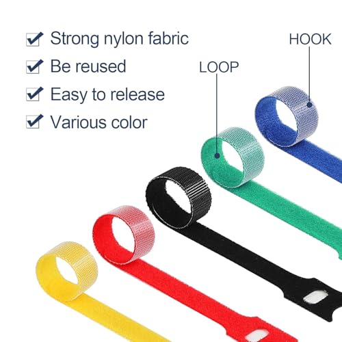 150PCS 8 Inch Cable Ties Reusable Multi Purpose Wire Ties Cord Organizer Adjustable Cable Management 5 Colors