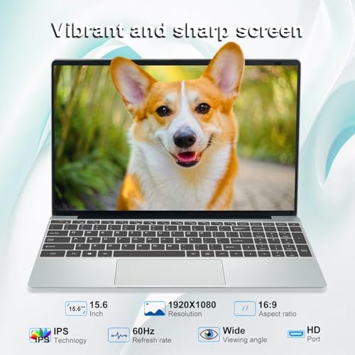 Laptop FHD de 15.6 pulgadas para oficina y estudio, procesador Pentium (hasta 3.4 GHz), 16 GB de RAM 512 GB SSD, portátil con teclado retroiluminado y lector de huellas dactilares, WiFi 5/BT 5.0/USB 3.0/Type-C/HDMI