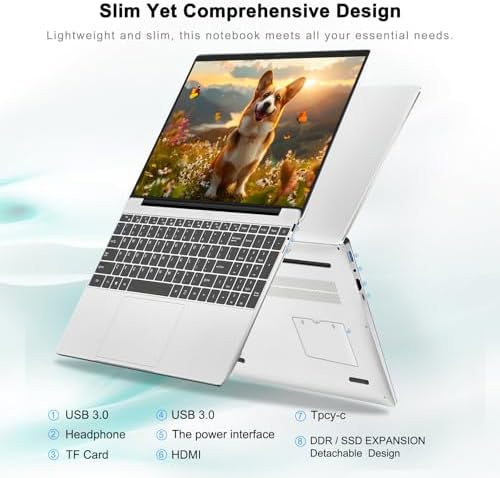 Laptop FHD de 15.6 pulgadas para oficina y estudio, procesador Pentium (hasta 3.4 GHz), 16 GB de RAM 512 GB SSD, portátil con teclado retroiluminado y lector de huellas dactilares, WiFi 5/BT 5.0/USB 3.0/Type-C/HDMI