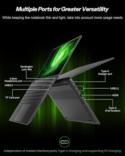 15 6 Inch Laptop with Pentium Gold 6500Y Up to 3 4GHz   8GB RAM 256GB SSD 1080P Full HD  USB C WiFi 5 BT5 0 Gray Computer Laptops for School  Business