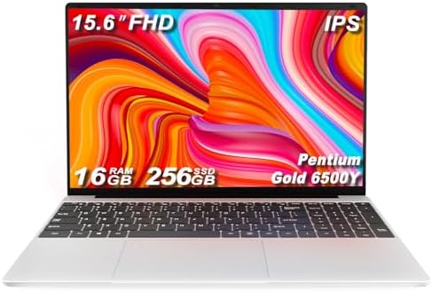 15 6 Inch Laptops Gold 6500Y Processor  Up to 3 4GHz  16GB RAM 256GB SSD 1080P FHD IPS Display Computer with Fingerprint Recognition Type C WiFi5  USB3 0  BT5 2 Webcam  HDMI  for Business and Students