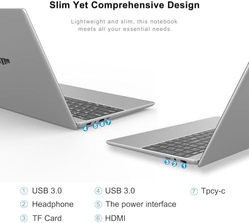 15 6 Inch Laptops Gold 6500Y Processor  Up to 3 4GHz  16GB RAM 256GB SSD 1080P FHD IPS Display Computer with Fingerprint Recognition Type C WiFi5  USB3 0  BT5 2 Webcam  HDMI  for Business and Students