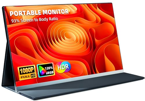 15 6 Portable Monitor for Laptop   Ultra Thin 1080P FHD 93  Screen Ratio 120  sRGB Wide Color HDR USB C HDMI Display Gaming Monitor with Smart Cover & Stand for PC MAC Phone PS4/5 Xbox Switch