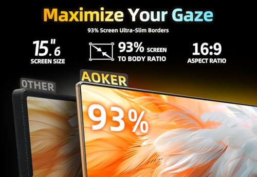 15 6 Portable Monitor for Laptop   Ultra Thin 1080P FHD 93  Screen Ratio 120  sRGB Wide Color HDR USB C HDMI Display Gaming Monitor with Smart Cover & Stand for PC MAC Phone PS4/5 Xbox Switch