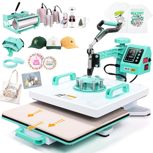 15x15 Heat Press Machine  8in1 Multi Purpose Heat Press with 11 30oz Tumbler/Mug/Hat Press  360  Swing Away/Slide Out Sublimation Tshirt Combo  DIY Heats Transfer Press Vinyl