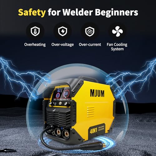 Máquina de soldadura 4 en 1 de 160 A: 110 V/220 V de doble voltaje con núcleo de flujo/MIG/Lift TIG/Stick Welder - Inversor IGBT Control sinérgico LED Digital para principiantes Profesional Hogar