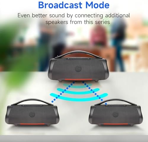 160W Bluetooth Speaker  180W Peak Loud Stereo Sound  12H Playtime  Punchy Bass  IPX7 Waterproof  RGB Lights  BT5 3  for Outdoor Party Camping Beach