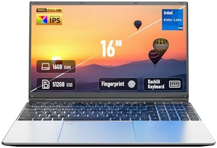 16 FHD IPS Laptop Computer   16GB RAM 512GB SSD  Pentium N100 Beat to i3 1115G4  4 Cores Up to 3 4GHz   Backlit Keyboard  Fingerprint Reader  Win 11  Wi Fi 5  BT5  Numpad  Silver