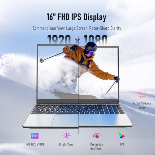 16 FHD IPS Laptop Computer   16GB RAM 512GB SSD  Pentium N100 Beat to i3 1115G4  4 Cores Up to 3 4GHz   Backlit Keyboard  Fingerprint Reader  Win 11  Wi Fi 5  BT5  Numpad  Silver