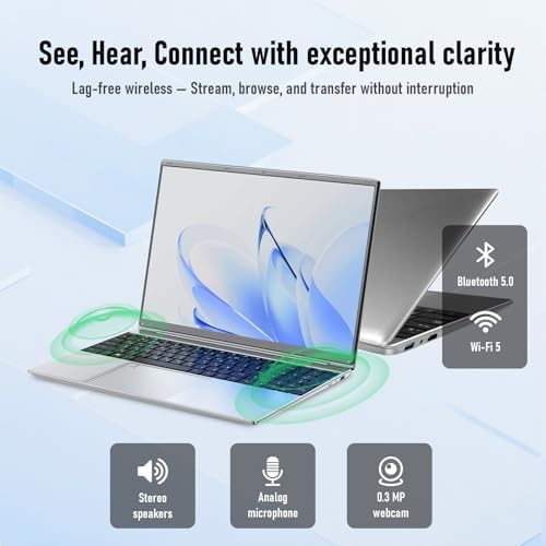 16 FHD IPS Laptop Computer   16GB RAM 512GB SSD  Pentium N100 Beat to i3 1115G4  4 Cores Up to 3 4GHz   Backlit Keyboard  Fingerprint Reader  Win 11  Wi Fi 5  BT5  Numpad  Silver