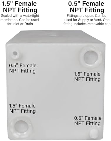 16 Gallon RV Fresh Water Tank  Potable Water Storage Tank for Drinking  Cooking  Cleaning  Showering  for Campers  Trailers  Motorhomes  RVs  Cube Shape  25 x 15 x 11  WT 5545