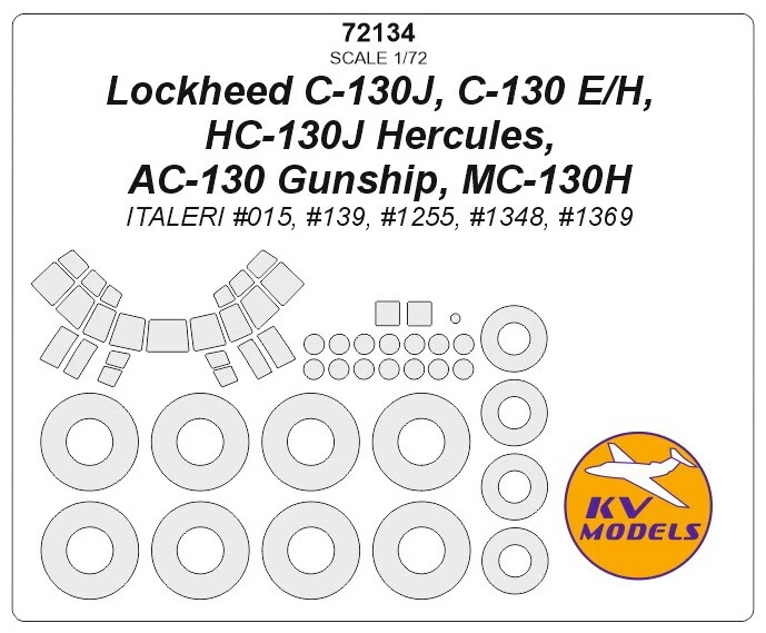1/72 C 130J/E/H  HC 130J Hercules  AC 130 Gunship  MC 130H Masking for Italeri