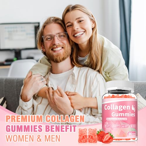 Gomitas de colágeno tipo I II III V X con biotina vitaminas C A B D E queratina ácido hialurónico para cabello, piel, uñas, digestión inmune articular, para mujeres y hombres, sin azúcar