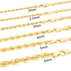 Cadena de oro amarillo de 18k con corte de diamante, de 2 mm a 5 mm, para hombre y mujer, de 16" a 28".