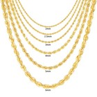 Cadena de oro amarillo de 18k con corte de diamante, de 2 mm a 5 mm, para hombre y mujer, de 16" a 28".