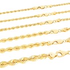 Cadena de oro amarillo de 18k con corte de diamante, de 2 mm a 5 mm, para hombre y mujer, de 16" a 28".